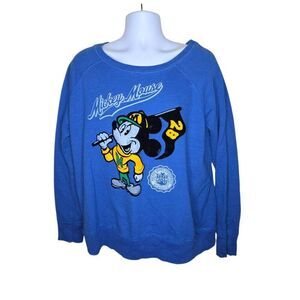 Disney Parks Retro Mickey Mouse State University Sweatshirt Mens Size XXL Blue